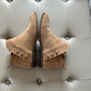 Franco Sarto Camel Suede Ankle Booties